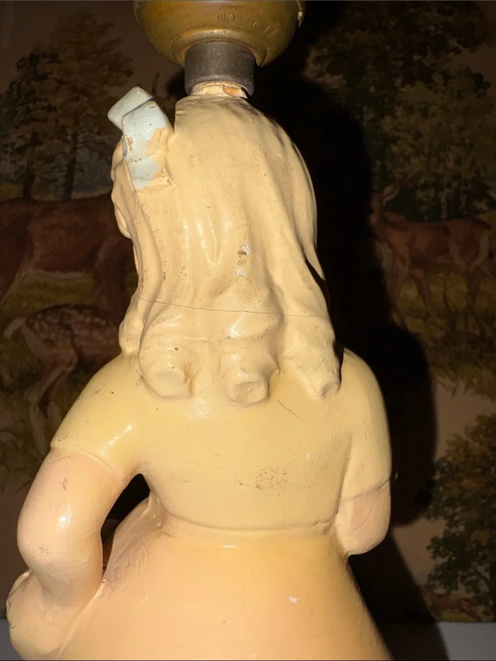 Vintage 1960s Ceramic Girl & Lamb Accent Lamp Works Nightlight Nursery Bedroom